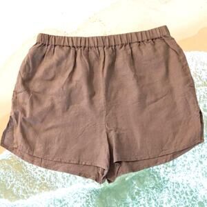 Vitamin A Tallows 100% Linen Pull On Shorts XS Java Brown Pockets Cover Up